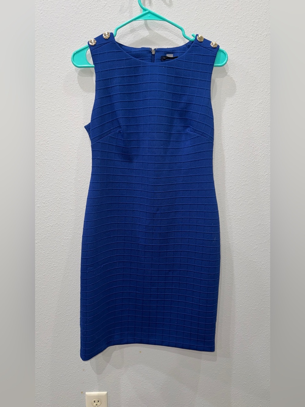 Tommy Hilfiger Sleeveless Royal Blue Sheath Dress with Gold Buttons